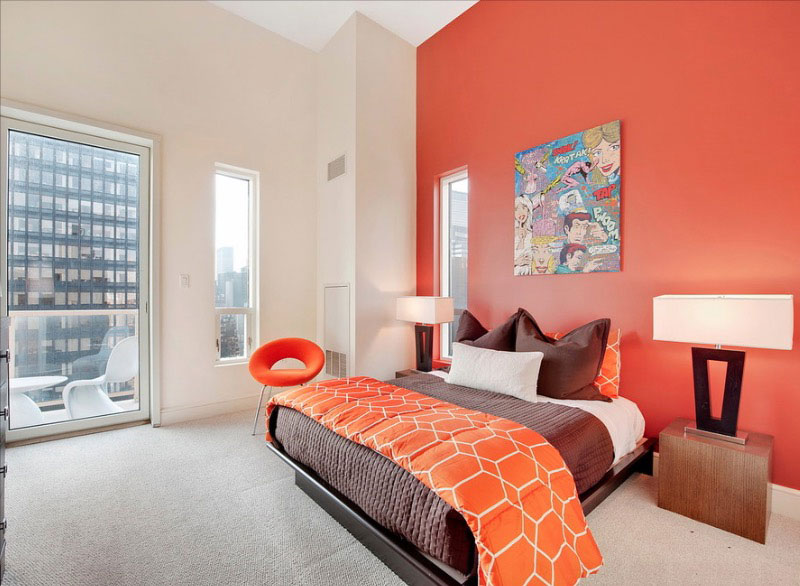 Desain Cat Kamar warna orange