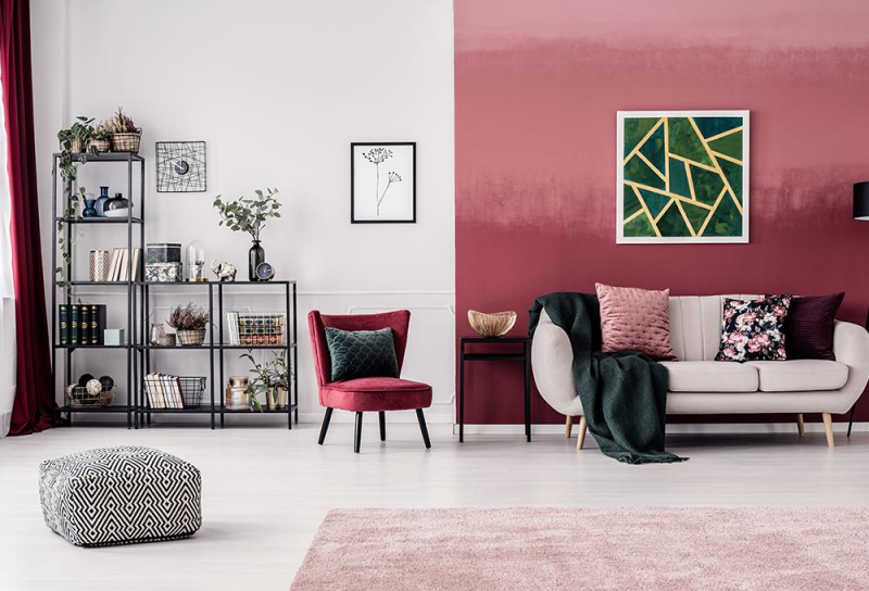 Cat Ruang Tamu Minimalis Pink Putih