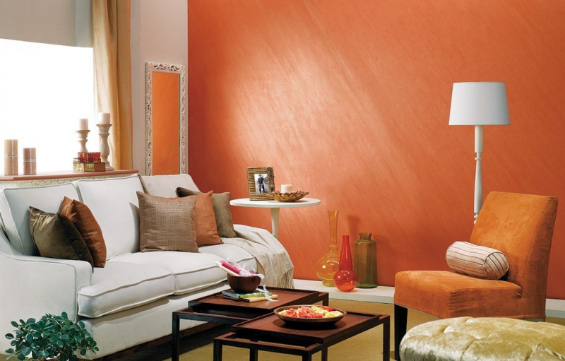Kombinasi warna cat minimalis putih orange