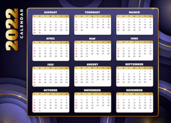Kalender Kertas Tebal Dengan Potongan Geometris - Desain id