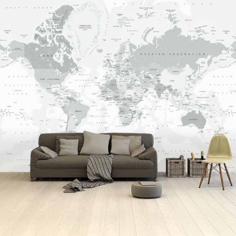 Wallpaper Ruang Tamu Gambar Peta Dunia