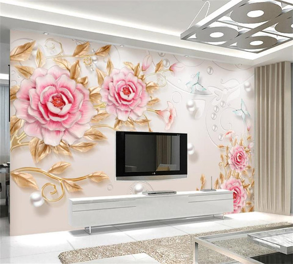 Wallpaper Ruang Tamu Motif Bunga