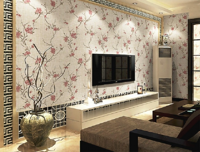 Wallpaper Dinding Ruang Tamu Motif Bunga-Bunga Indah