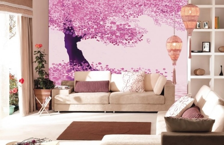 Wallpaper Dinding Ruang Tamu Nuansa Feminim
