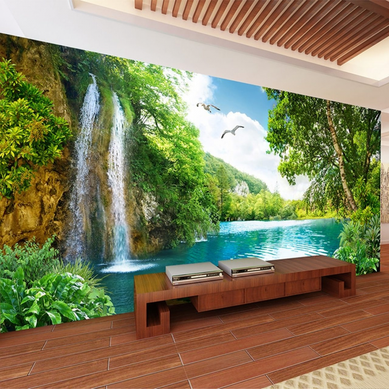 Wallpaper Minimalis pemandangan alam di ruang tamu