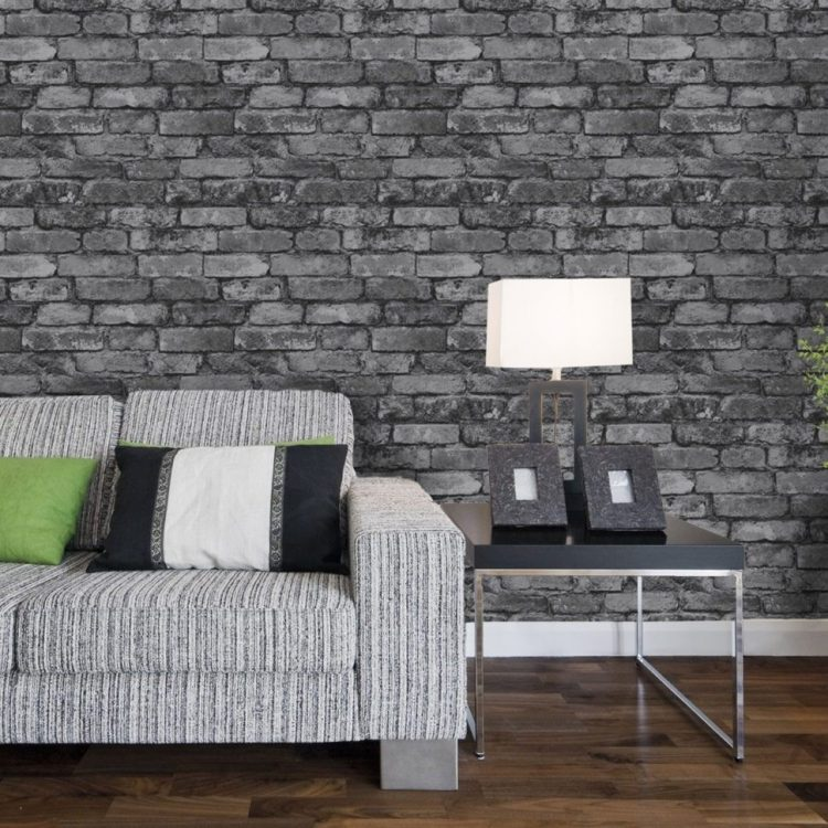 Wallpaper Minimalis Tema brick berwarna abu-abu gelap
