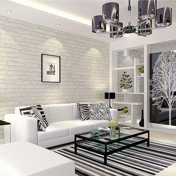 Wallpaper Minimalis Tema brick berwarna putih