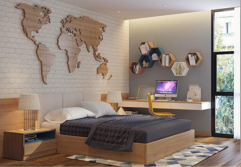 Dinding kamar berhiaskan benua
