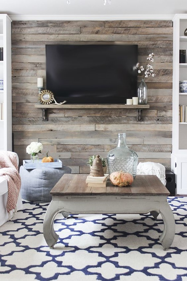 Penataan desain dinding kayu horizontal