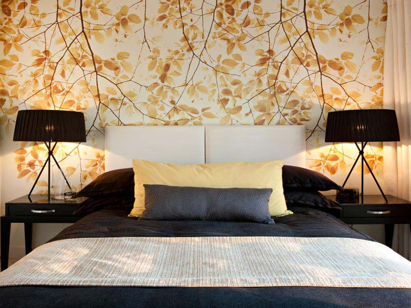 Gambar Walpaper Dinding kamar daun-daun