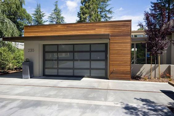 Garasi Model Single Gate glass door Woods minimalis