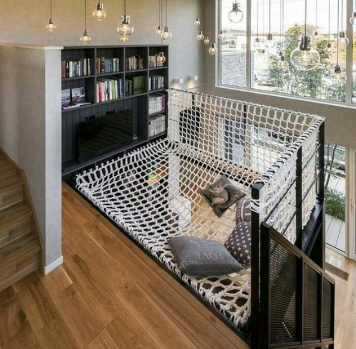 Desain Interior dengan Ruang bersantai yang unik