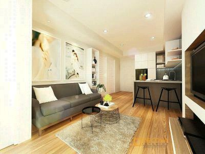 Set Ruangan Modern dengan Mode Penyimpanan TV Dinding