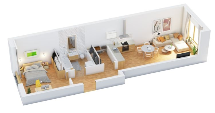 Desain Rumah 1 Kamar Konsep open kitchen
