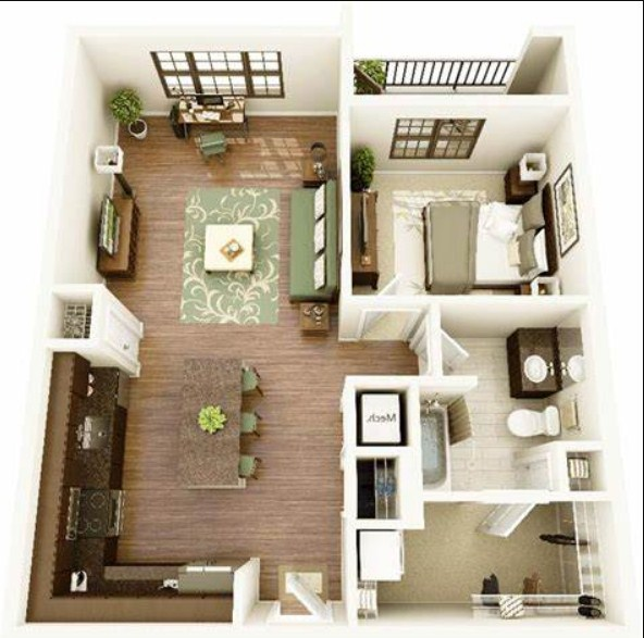 Desain Rumah 1 Lantai 1 Kamar Tidur