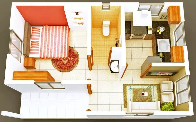 Sketsa Rumah 1 Kamar Tidur