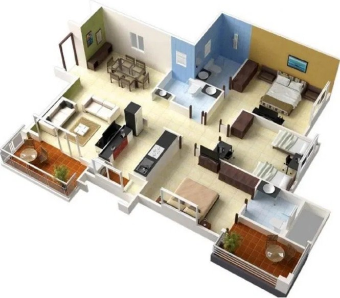 Desain Rumah 1 Lantai 3 Kamar Tidur Modern