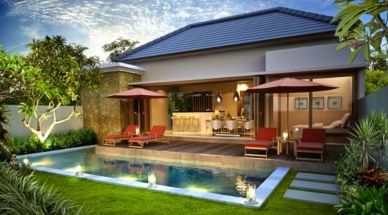 Desain Rumah 1 Lantai Dengan Kolam Renang