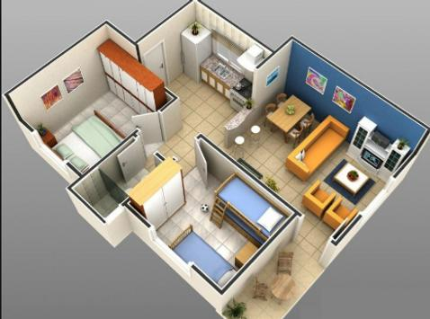 Desain Rumah 2 Kamar dengan kamar tidur tingkat
