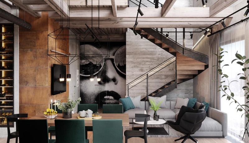 Desain Rumah 3 Lantai Gaya Industrial