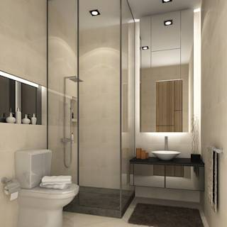 Desain Rumah 10 x 12 dengan kamar mandi serba putih