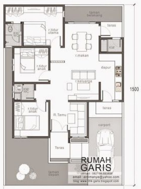 Denah Desain Rumah 10 x 15