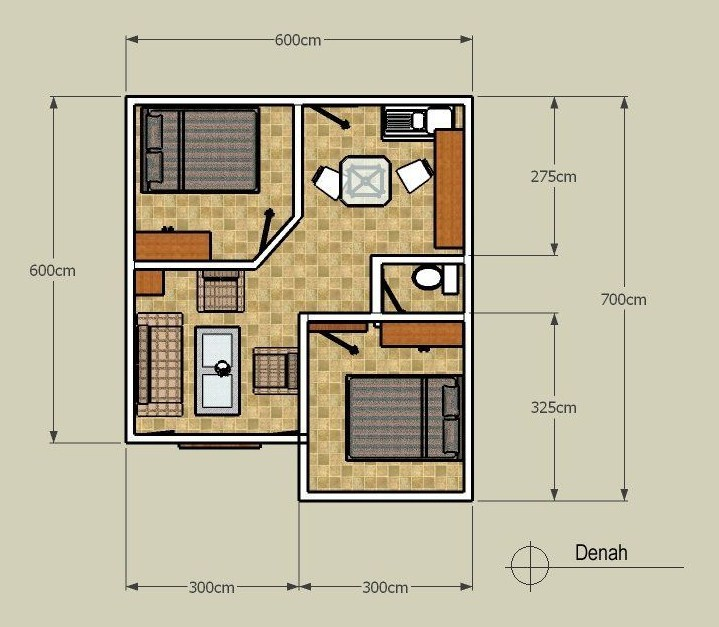Denah Desain Rumah 4x6 Kecil