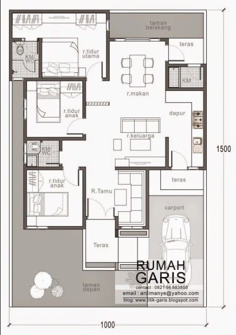 Denah Desain Rumah 5 x 15