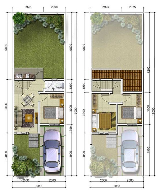 Desain rumah 3 kamar, 2 lantai