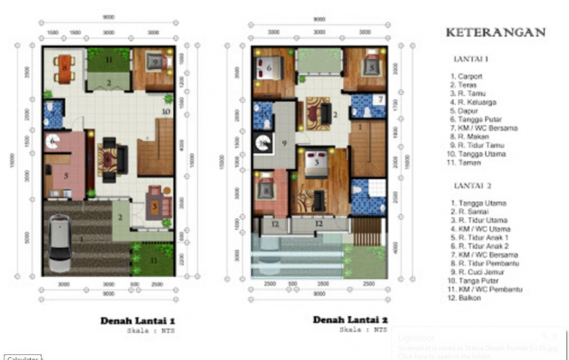 Desain Rumah 5 x 15 2 Lantai