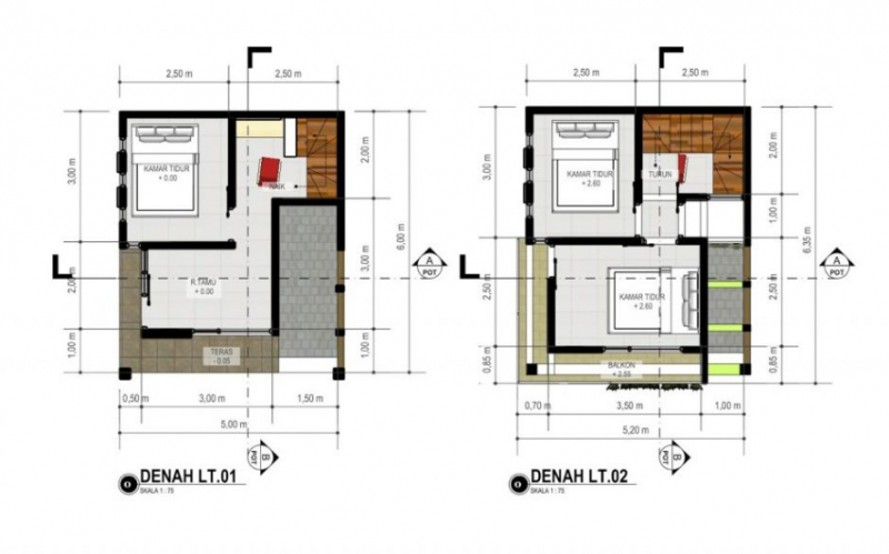 Desain Rumah 5 x 6 2 Lantai