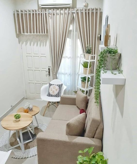 Tampilan ruang tamu sempit yang elegan untuk Rumah 5 x 6
