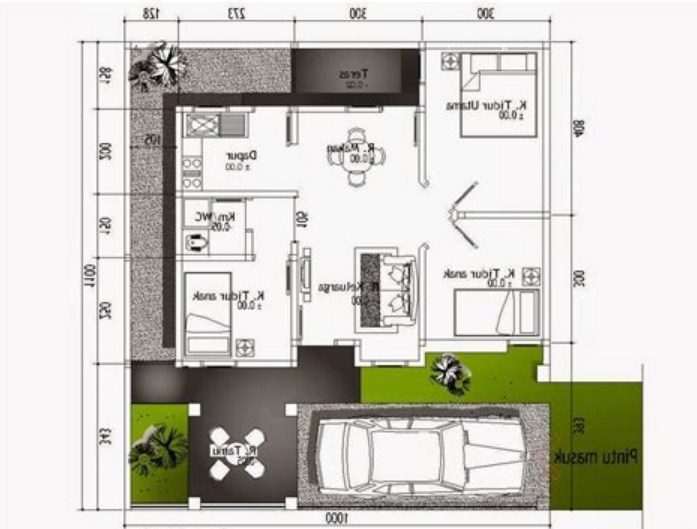 Denah Desain Rumah 6 x 10 Minimalis
