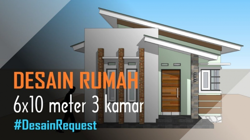 Desain Rumah 6 x 10 Atap Miring