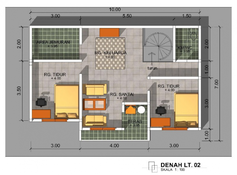 Desain Rumah 5 x 7 Lantai 2