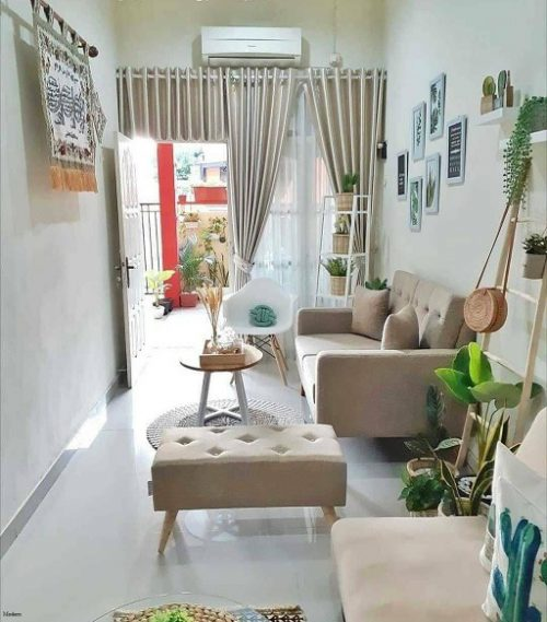 Ruang tamu yang tidak terpisah untuk Rumah 5 x 7