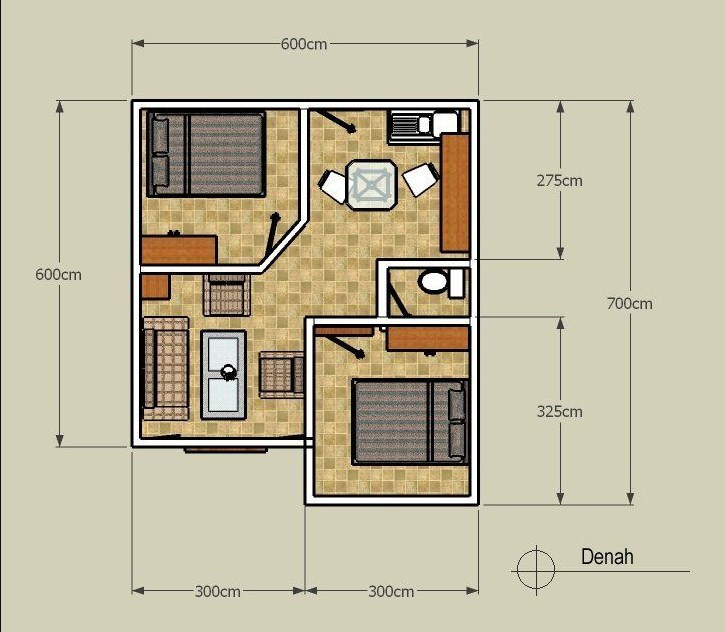 Sketsa Denah Desain Rumah 5 x 7