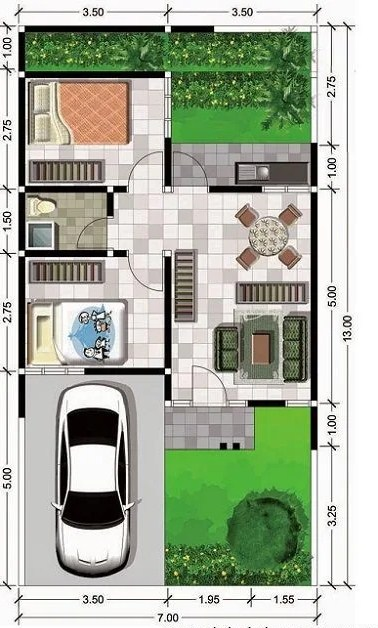Desain Rumah 7 x 10 1 Lantai
