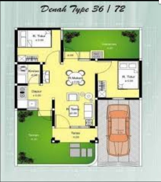 Desain Rumah 7 x 10 Tipe 36 72