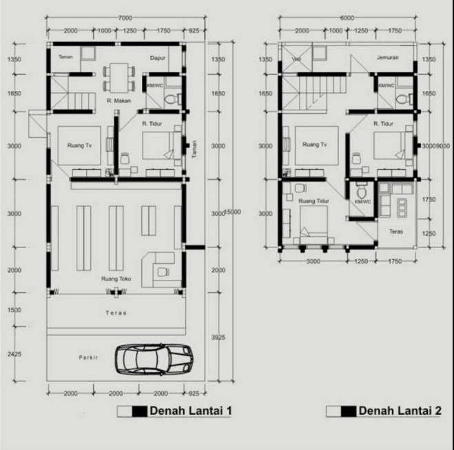 Sketsa Desain Rumah 7 x 10 2 Lantai