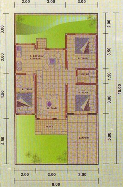 Denah Desain Rumah 9 x 12