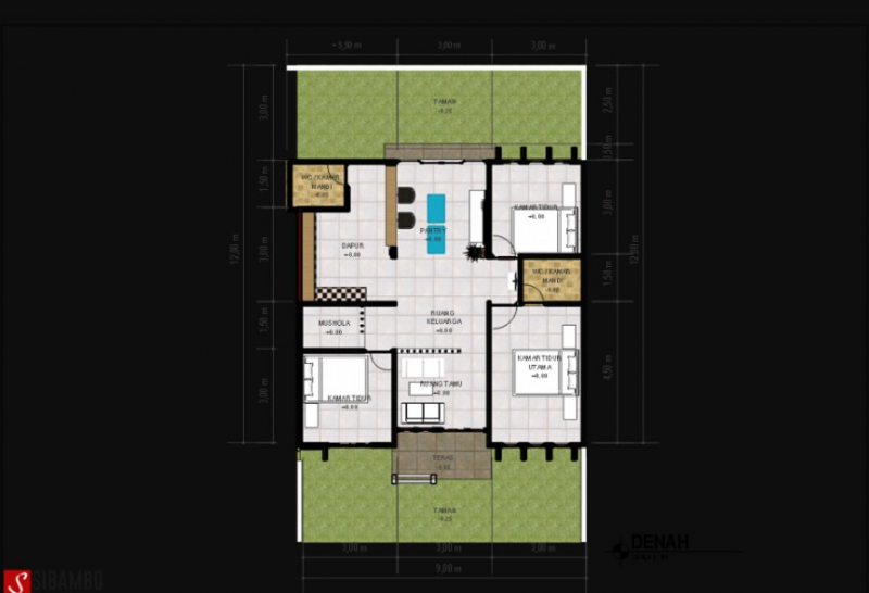 Desain Rumah 9 x 12 Sederhana