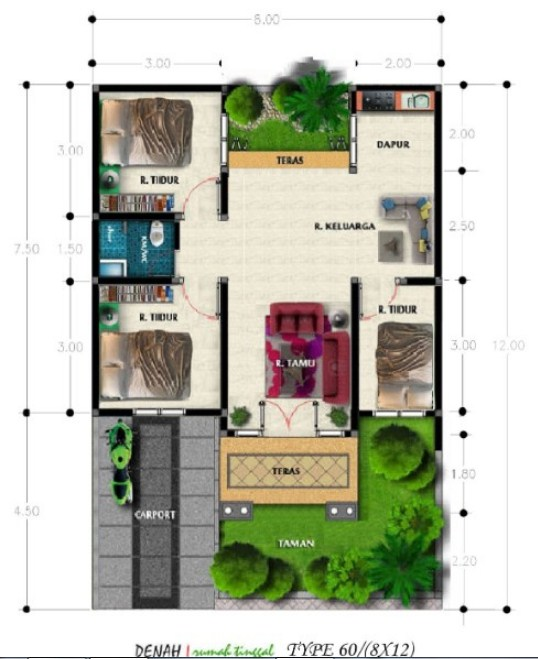 30 Gambar Desain Rumah 8 x 12 Meter Minimalis Desain id