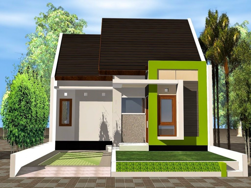 Atap miring serta keselarasan warna dinding