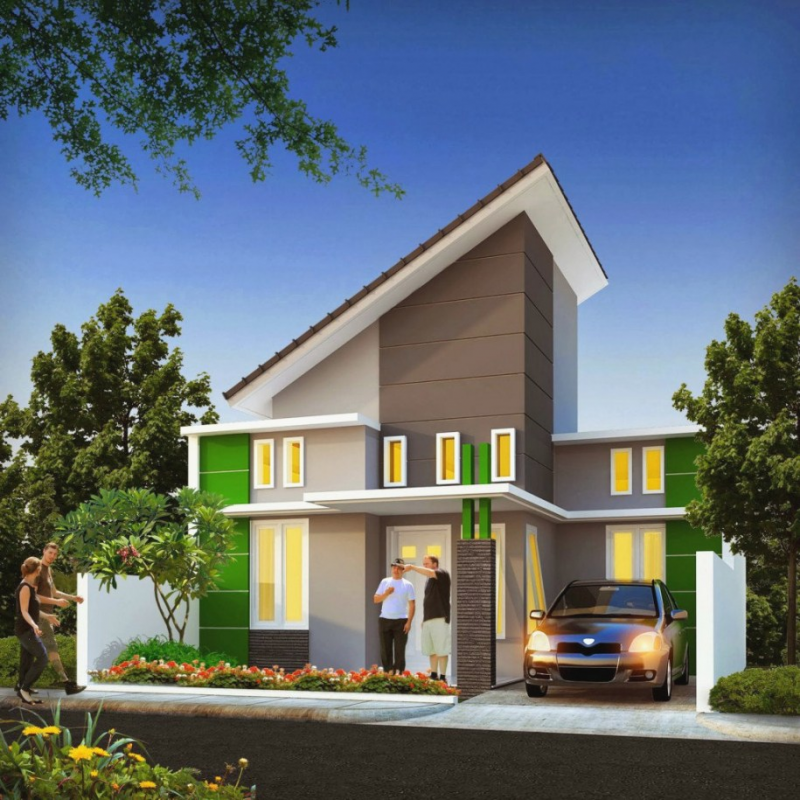Atap rumah miring kiri