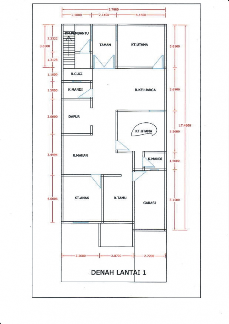 Denah Desain Rumah 8x8 Minimalis
