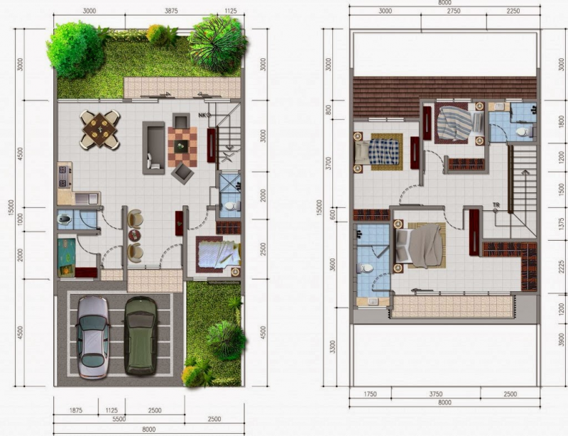 Desain Rumah 8x8 2 Lantai