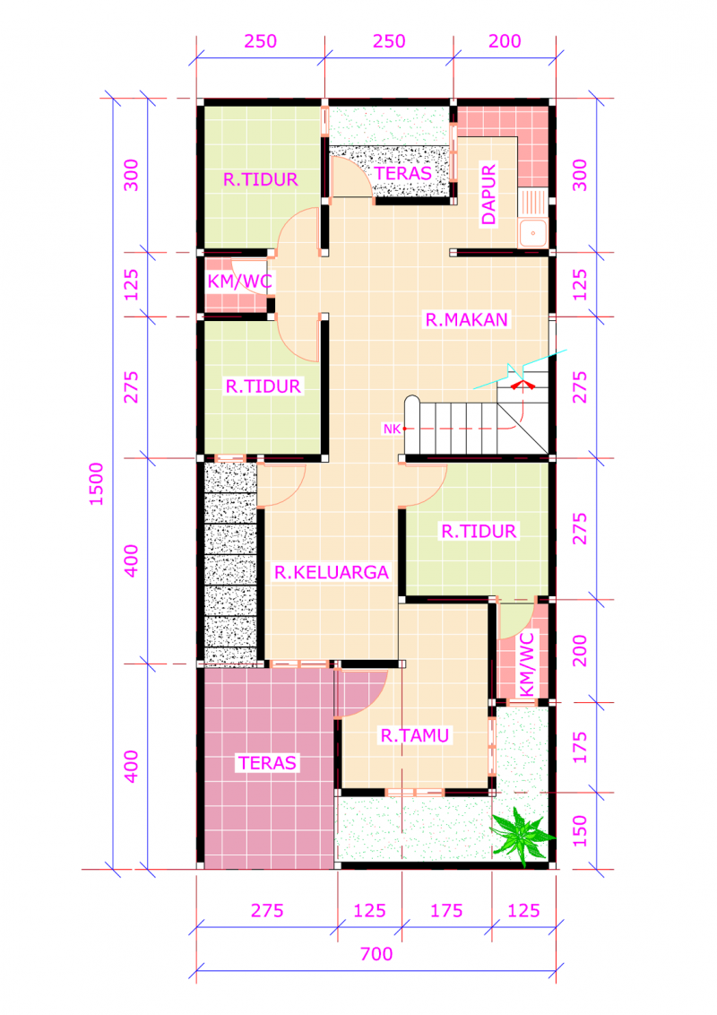 Denah Desain Rumah 7x15