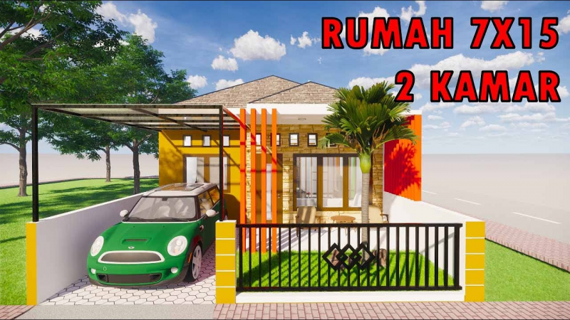 Desain Rumah 7x15 2 Kamar Tidur