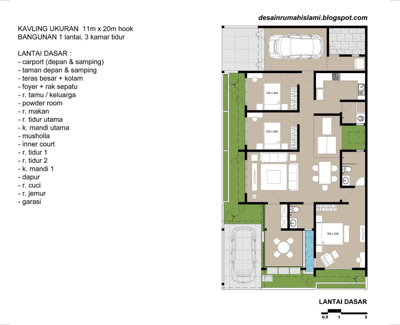 Desain Rumah 7x15 Sederhana